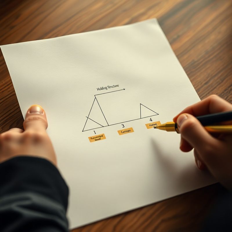 Mâna unui consilier desenând o diagramă de structură holding în cerneală aurie