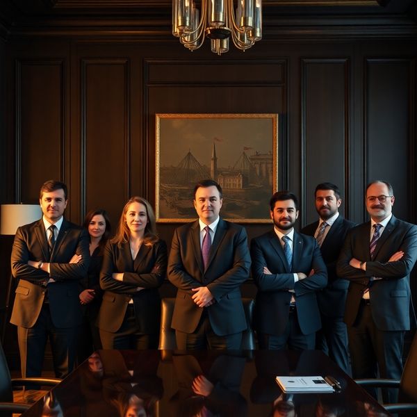 Echipa de consultanți juridici Popa & Popa într-o sală de consiliu cu pereți cărbune